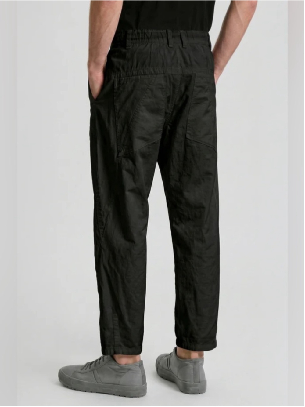 Transit Uomo Style E141 Black Coated Cotton Stretch Blend Trousers Size 34